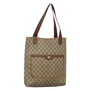 GUCCI GG Supreme Web Sherry Line Tote Bag PVC Beige Green Red Auth 117760