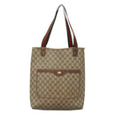 GUCCI GG Supreme Web Sherry Line Tote Bag PVC Beige Green Red Auth 117760-13
