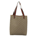 GUCCI GG Supreme Web Sherry Line Tote Bag PVC Beige Green Red Auth 117760-2
