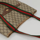 GUCCI GG Supreme Web Sherry Line Tote Bag PVC Beige Green Red Auth 117760-6