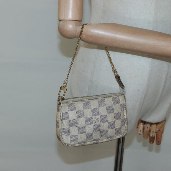 LOUIS VUITTON Damier Azur Mini Pochette Accessoires Pouch N63005 Auth 117763