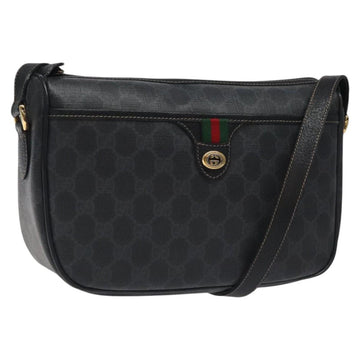 GUCCI GG Supreme Web Sherry Line Shoulder Bag PVC Black 89 02 077 Auth 117764