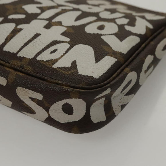 LOUIS VUITTON Monogram Graffiti Pochette Pouch White M92192 LV Auth 117771