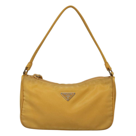 PRADA Accessory Pouch Nylon Yellow Auth 117775