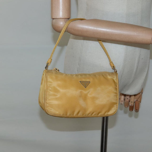 PRADA Accessory Pouch Nylon Yellow Auth 117775