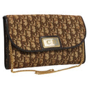 Christian Dior Trotter Canvas Chain Shoulder Bag Brown Gold Auth 117785-1
