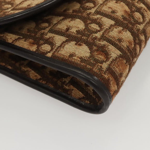 Christian Dior Trotter Canvas Chain Shoulder Bag Brown Gold Auth 117785