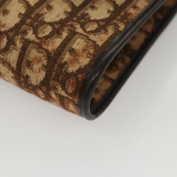 Christian Dior Trotter Canvas Chain Shoulder Bag Brown Gold Auth 117785