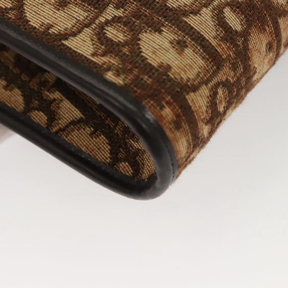 Christian Dior Trotter Canvas Chain Shoulder Bag Brown Gold Auth 117785