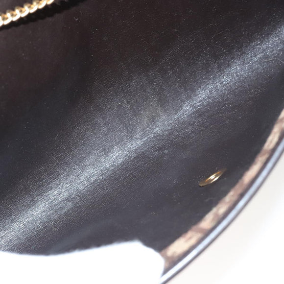 Christian Dior Trotter Canvas Chain Shoulder Bag Brown Gold Auth 117785