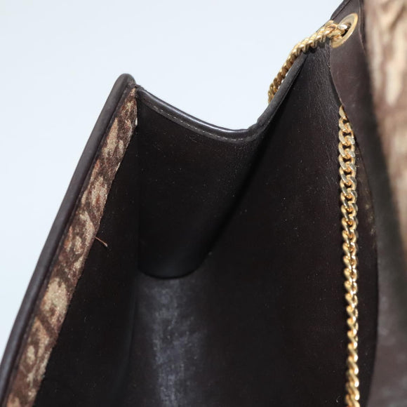 Christian Dior Trotter Canvas Chain Shoulder Bag Brown Gold Auth 117785