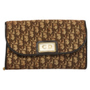 Christian Dior Trotter Canvas Chain Shoulder Bag Brown Gold Auth 117785-2