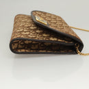 Christian Dior Trotter Canvas Chain Shoulder Bag Brown Gold Auth 117785-4