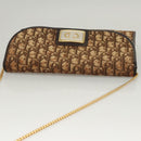 Christian Dior Trotter Canvas Chain Shoulder Bag Brown Gold Auth 117785-6