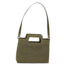 Salvatore Ferragamo Gancini Shoulder Bag Canvas Khaki Auth 117786-1
