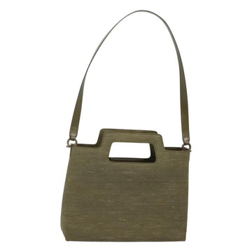 Salvatore Ferragamo Gancini Shoulder Bag Canvas Khaki Auth 117786