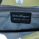 Salvatore Ferragamo Gancini Shoulder Bag Canvas Khaki Auth 117786-12