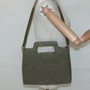 Salvatore Ferragamo Gancini Shoulder Bag Canvas Khaki Auth 117786-21