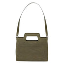 Salvatore Ferragamo Gancini Shoulder Bag Canvas Khaki Auth 117786-13