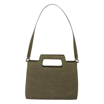 Salvatore Ferragamo Gancini Shoulder Bag Canvas Khaki Auth 117786 - 0