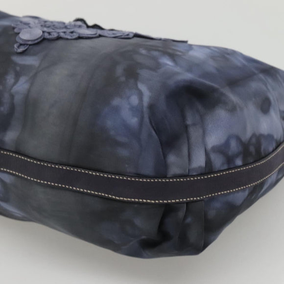 PRADA Shoulder Bag Nylon Blue Silver Auth 117789