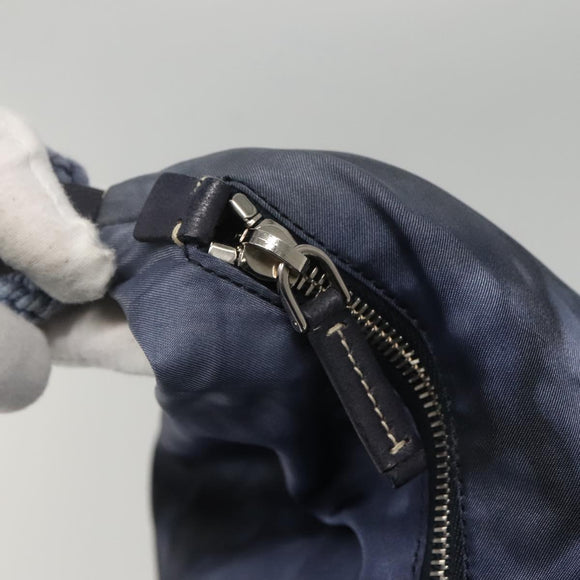 PRADA Shoulder Bag Nylon Blue Silver Auth 117789