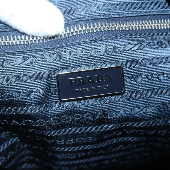 PRADA Shoulder Bag Nylon Blue Silver Auth 117789