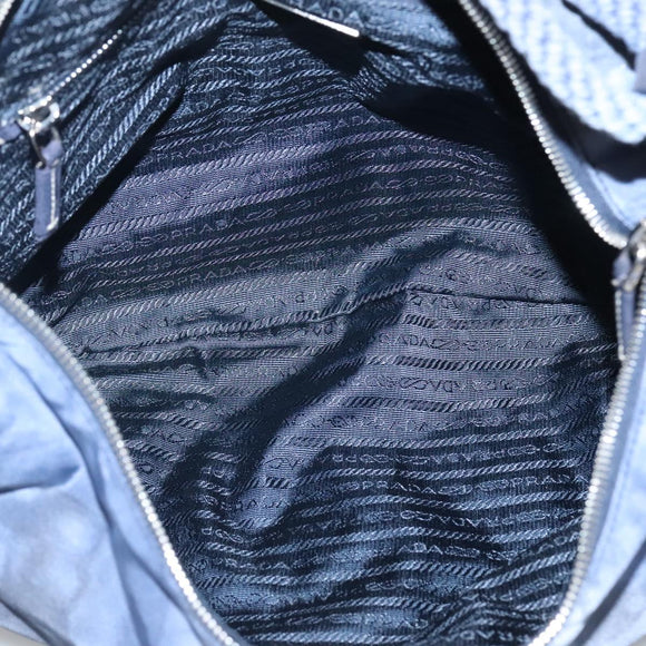 PRADA Shoulder Bag Nylon Blue Silver Auth 117789