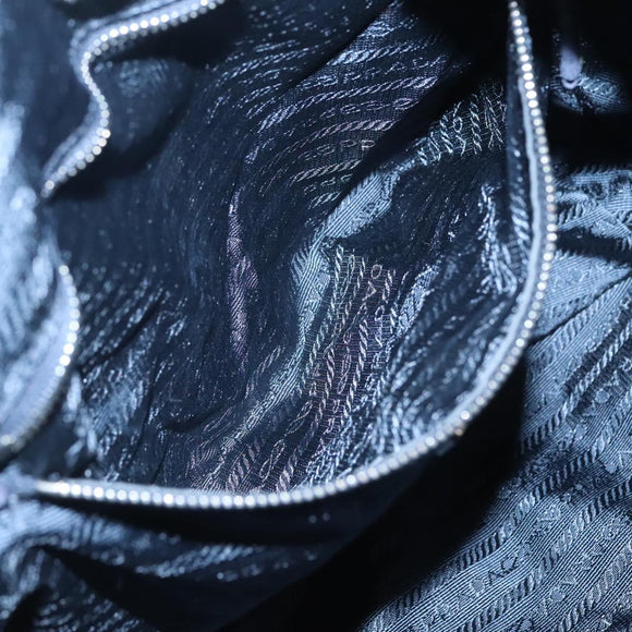 PRADA Shoulder Bag Nylon Blue Silver Auth 117789