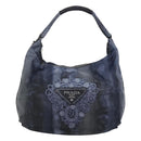 PRADA Shoulder Bag Nylon Blue Silver Auth 117789-13