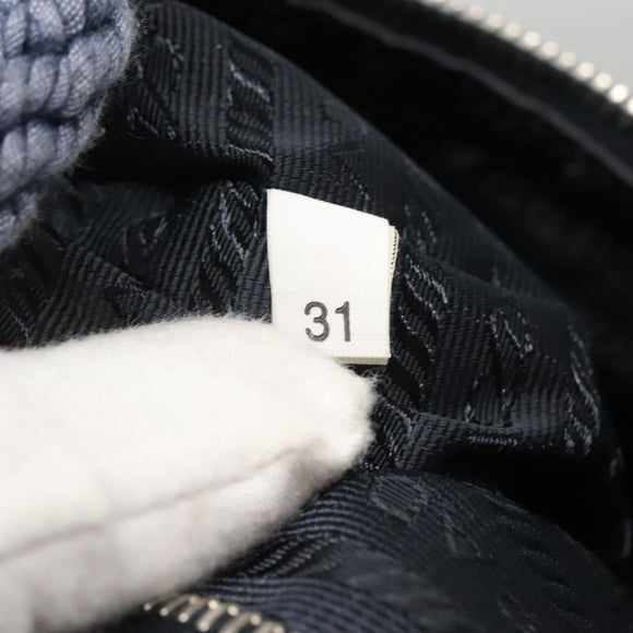 PRADA Shoulder Bag Nylon Blue Silver Auth 117789