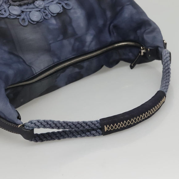 PRADA Shoulder Bag Nylon Blue Silver Auth 117789