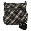 BURBERRY Nova Check Blue Label Shoulder Bag Wool Black Silver Auth 117790-1
