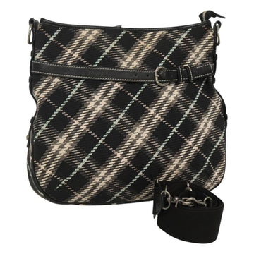 BURBERRY Nova Check Blue Label Shoulder Bag Wool Black Silver Auth 117790