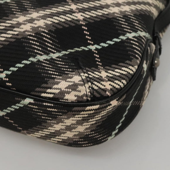 BURBERRY Nova Check Blue Label Shoulder Bag Wool Black Silver Auth 117790