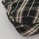 BURBERRY Nova Check Blue Label Shoulder Bag Wool Black Silver Auth 117790-16