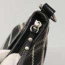 BURBERRY Nova Check Blue Label Shoulder Bag Wool Black Silver Auth 117790-8