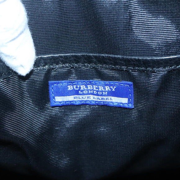 BURBERRY Nova Check Blue Label Shoulder Bag Wool Black Silver Auth 117790