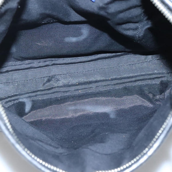 BURBERRY Nova Check Blue Label Shoulder Bag Wool Black Silver Auth 117790