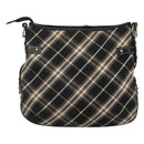 BURBERRY Nova Check Blue Label Shoulder Bag Wool Black Silver Auth 117790-2