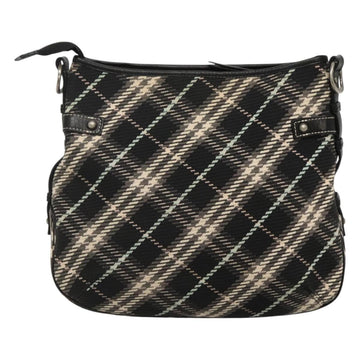 BURBERRY Nova Check Blue Label Shoulder Bag Wool Black Silver Auth 117790 - 0