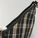 BURBERRY Nova Check Blue Label Shoulder Bag Wool Black Silver Auth 117790-5