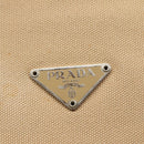 PRADA Tote Bag Canvas Beige Silver Auth 117799-18