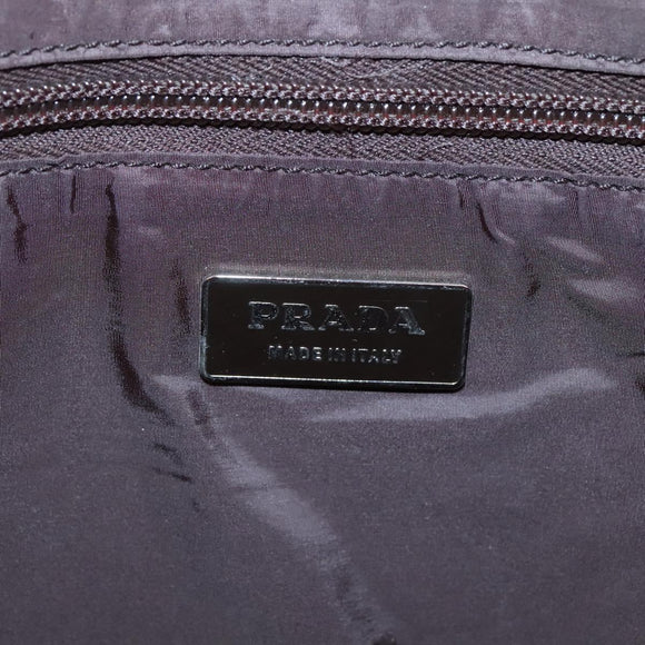 PRADA Tote Bag Canvas Beige Silver Auth 117799