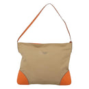 PRADA Tote Bag Canvas Beige Silver Auth 117799-13