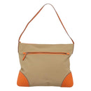 PRADA Tote Bag Canvas Beige Silver Auth 117799-2