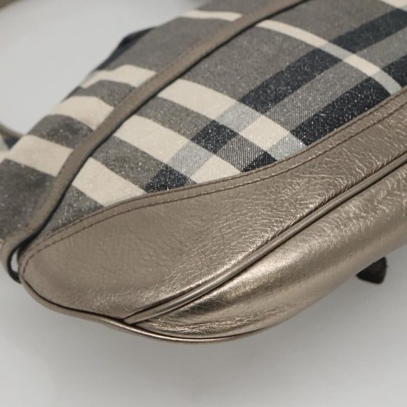 BURBERRY Nova Check Shoulder Bag Canvas Gray Auth 117804