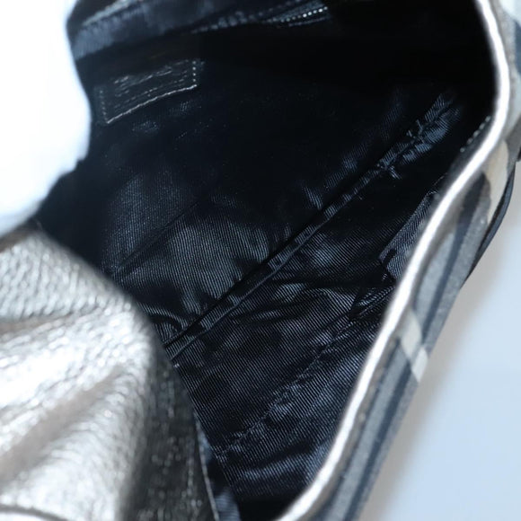 BURBERRY Nova Check Shoulder Bag Canvas Gray Auth 117804