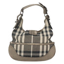 BURBERRY Nova Check Shoulder Bag Canvas Gray Auth 117804-2