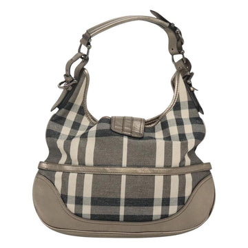 BURBERRY Nova Check Shoulder Bag Canvas Gray Auth 117804 - 0